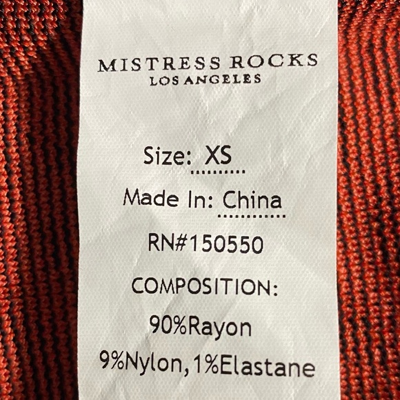 Mistress Rocks Bandage Leggings XS Red/ Black Punk Animal Print Stretchy Fitted - Picture 5 of 6